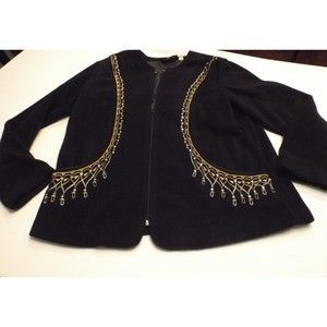 Bob Mackie Weable Art Black Jacket Silver/Gold Embroidery Stunning M